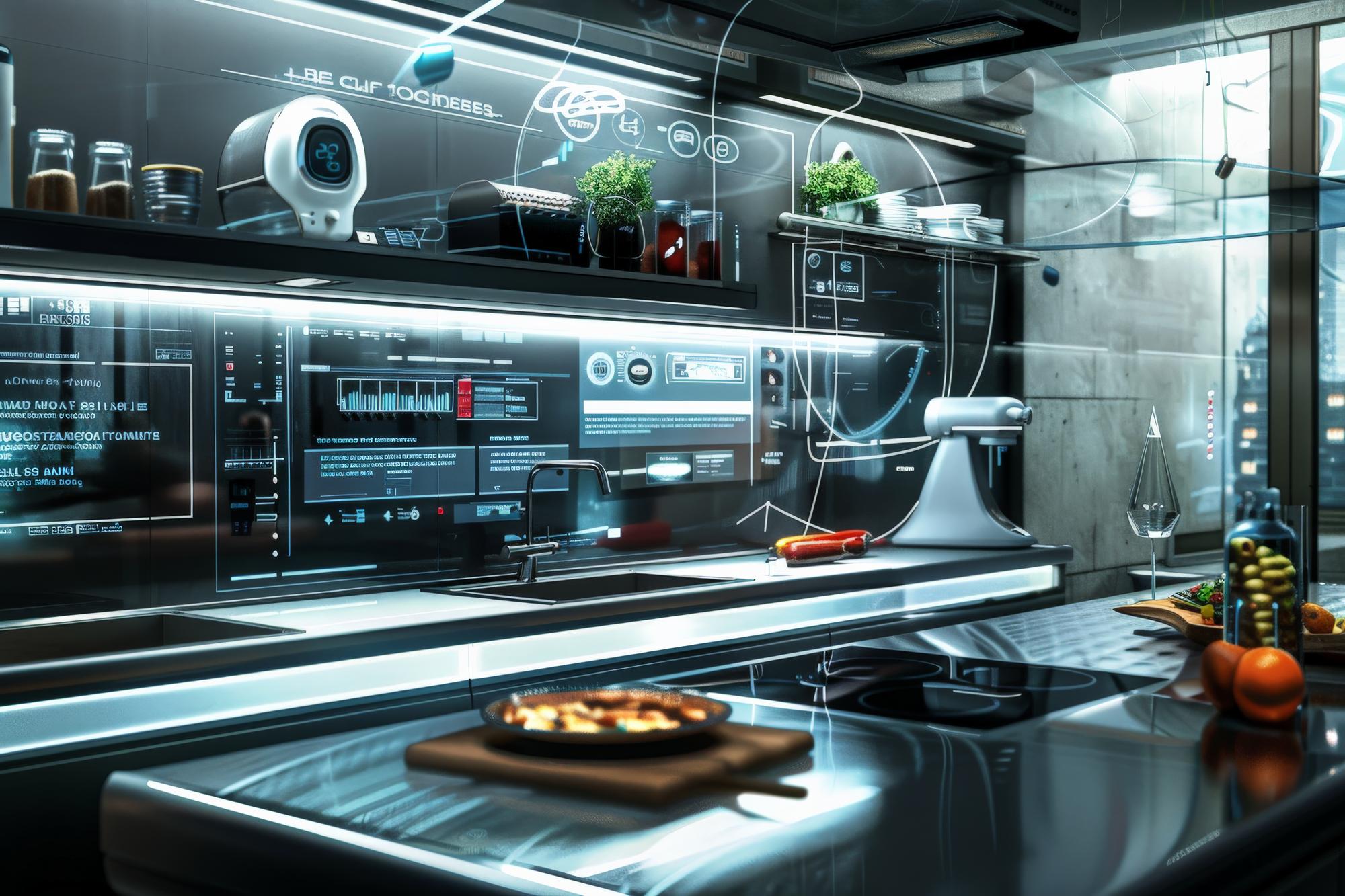 Studio kitchen with stainless steel and digital tools