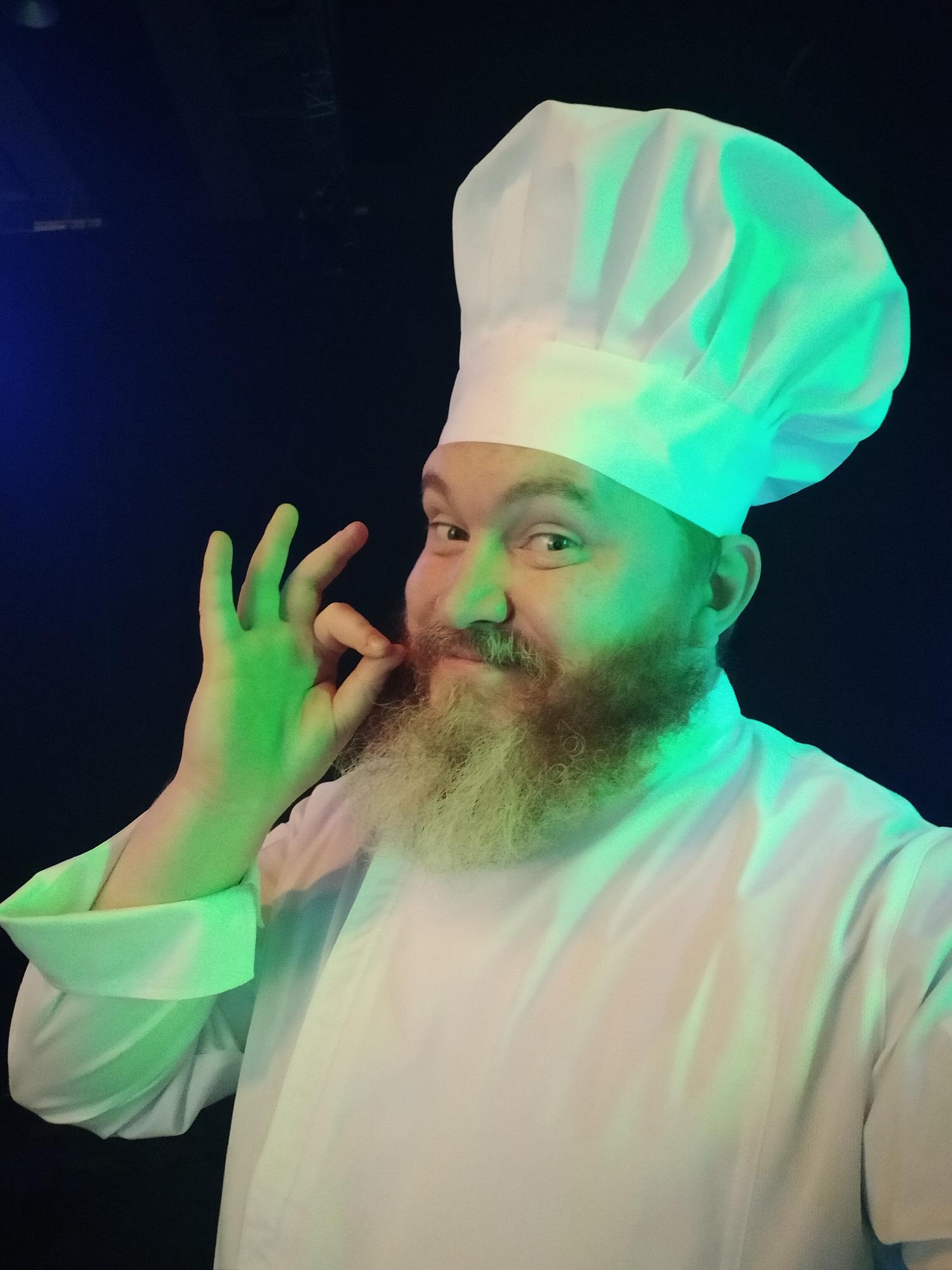 Head chef portrait with futuristic apron